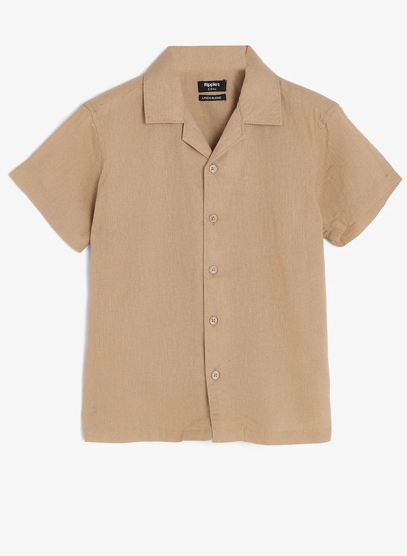 ريبلز مع نمشي Boys Linen Blend Resort Collar Shirt